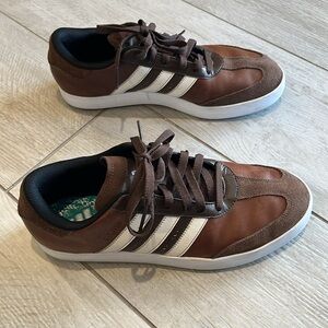Men’s Adidas Brown and White Samba Golf Shoes